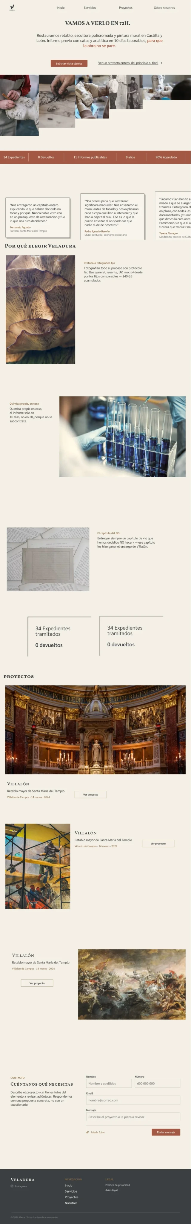 Primer boceto de la página de inicio: una sola columna muy larga, con varios proyectos uno debajo de otro.