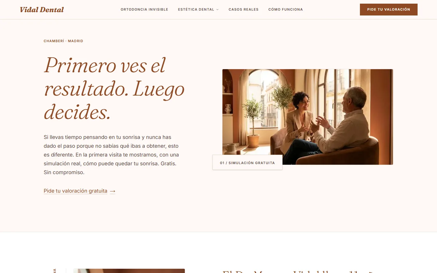Clínica Vidal Dental — web de clínica dental con estrategia de marca