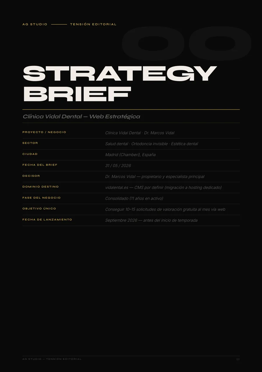 Documento de estrategia de marca entregado — Clínica Vidal Dental