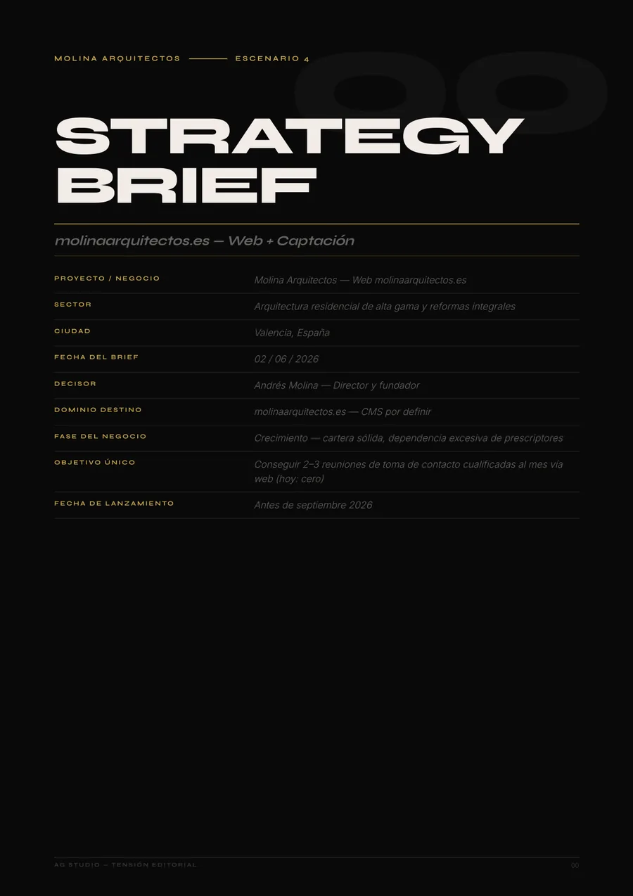 Documento de estrategia de marca entregado — Molina Arquitectos